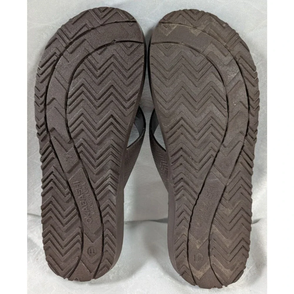 Okabashi Surf Men's LL 9-10 Brown Flip Flops Sandals Arch Support Made USA